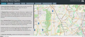 Community History Snapshots StoryMap Screenshot